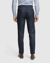 FOLDED CUFF LINEN TROUSERS MENS TROUSERS