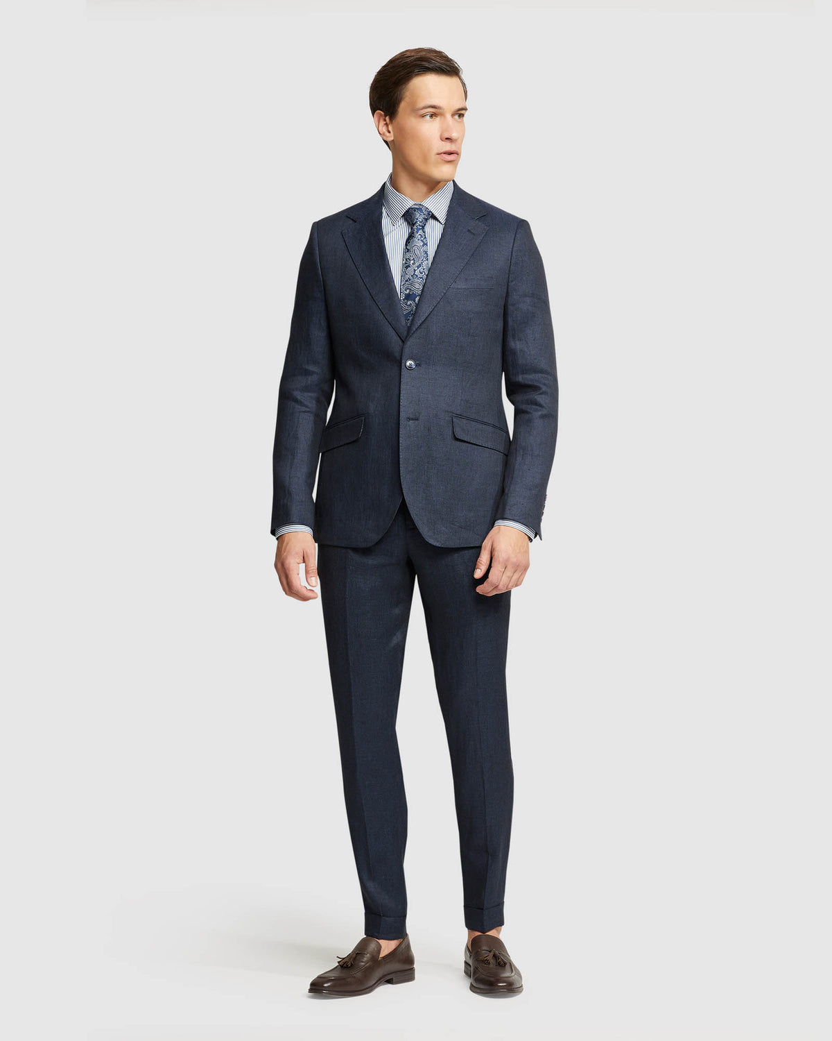 FOLDED CUFF LINEN TROUSERS MENS TROUSERS