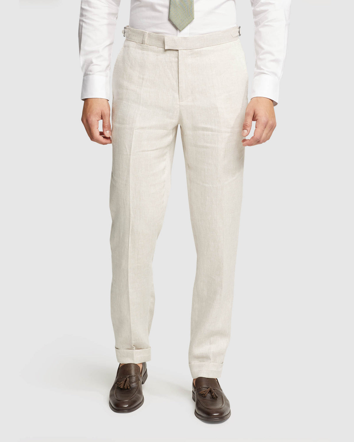 FOLDED CUFF LINEN TROUSERS MENS TROUSERS