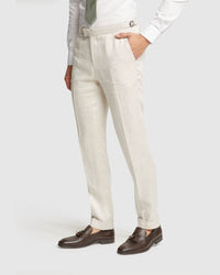 FOLDED CUFF LINEN TROUSERS MENS TROUSERS