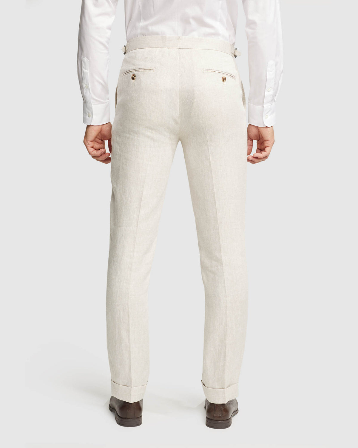 FOLDED CUFF LINEN TROUSERS MENS TROUSERS