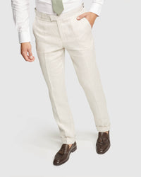 FOLDED CUFF LINEN TROUSERS MENS TROUSERS