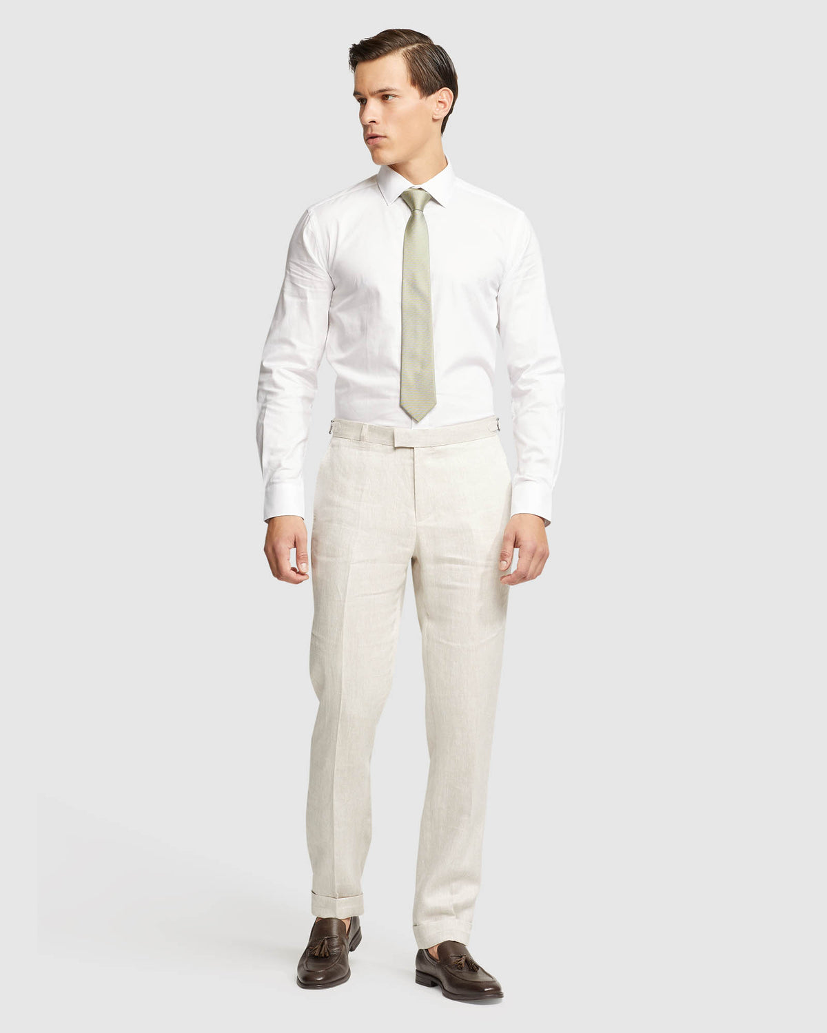 FOLDED CUFF LINEN TROUSERS MENS TROUSERS