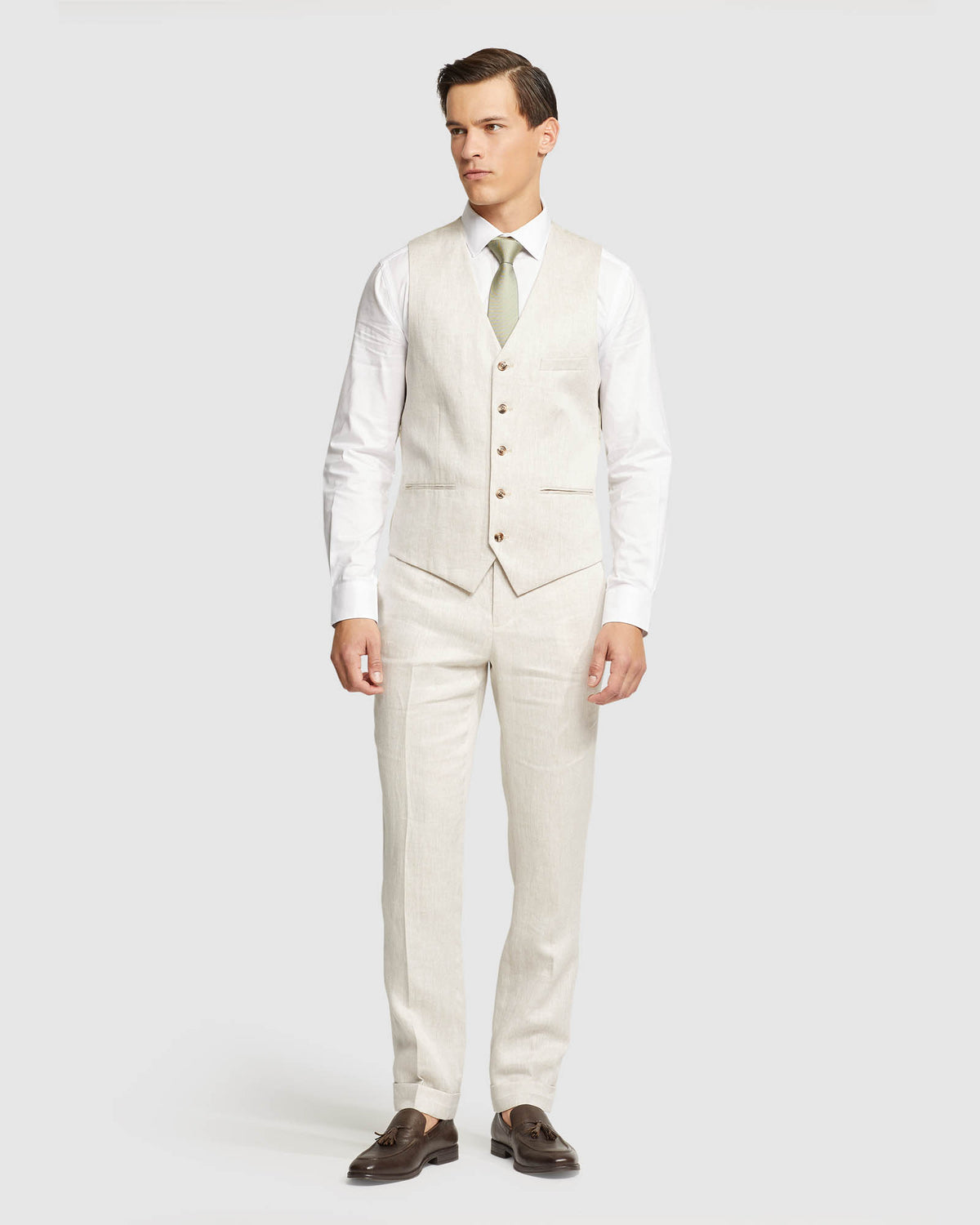 FOLDED CUFF LINEN TROUSERS MENS TROUSERS