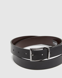 CARSON LEATHER REVERSIBLE BELT BLK/BRN