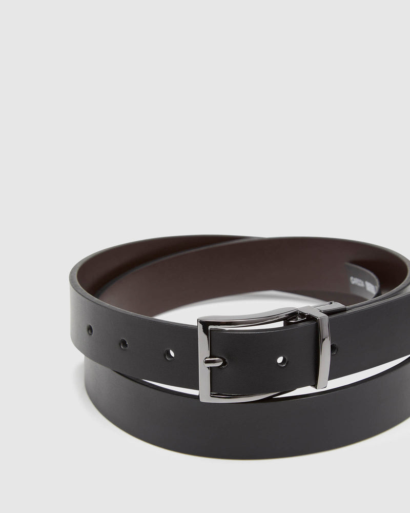 CARSON LEATHER REVERSIBLE BELT BLK/BRN