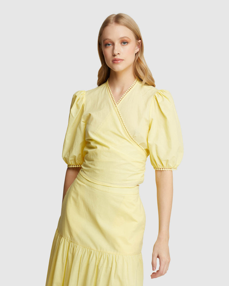 FITZGERALD COTTON WRAP TOP YELLOW