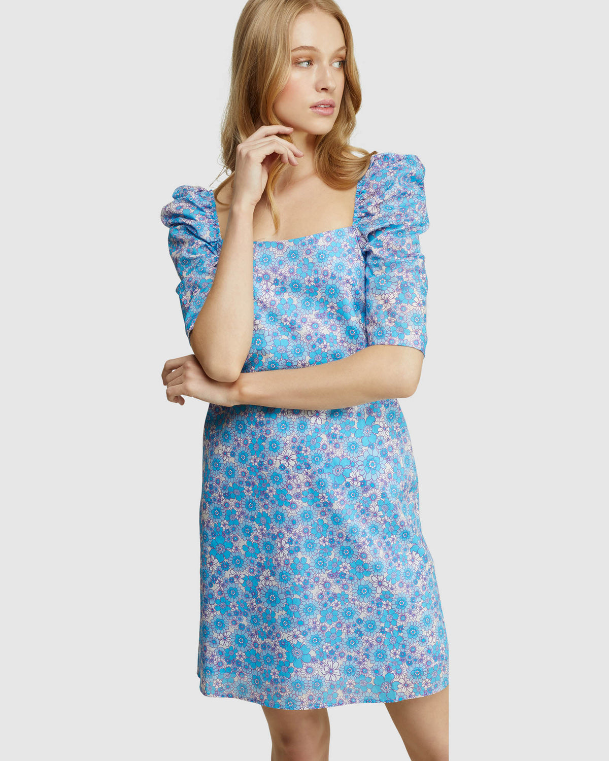 PRINCETON COTTON RETRO FLORAL DRESS WOMENS DRESSES
