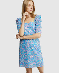 PRINCETON COTTON RETRO FLORAL DRESS WOMENS DRESSES