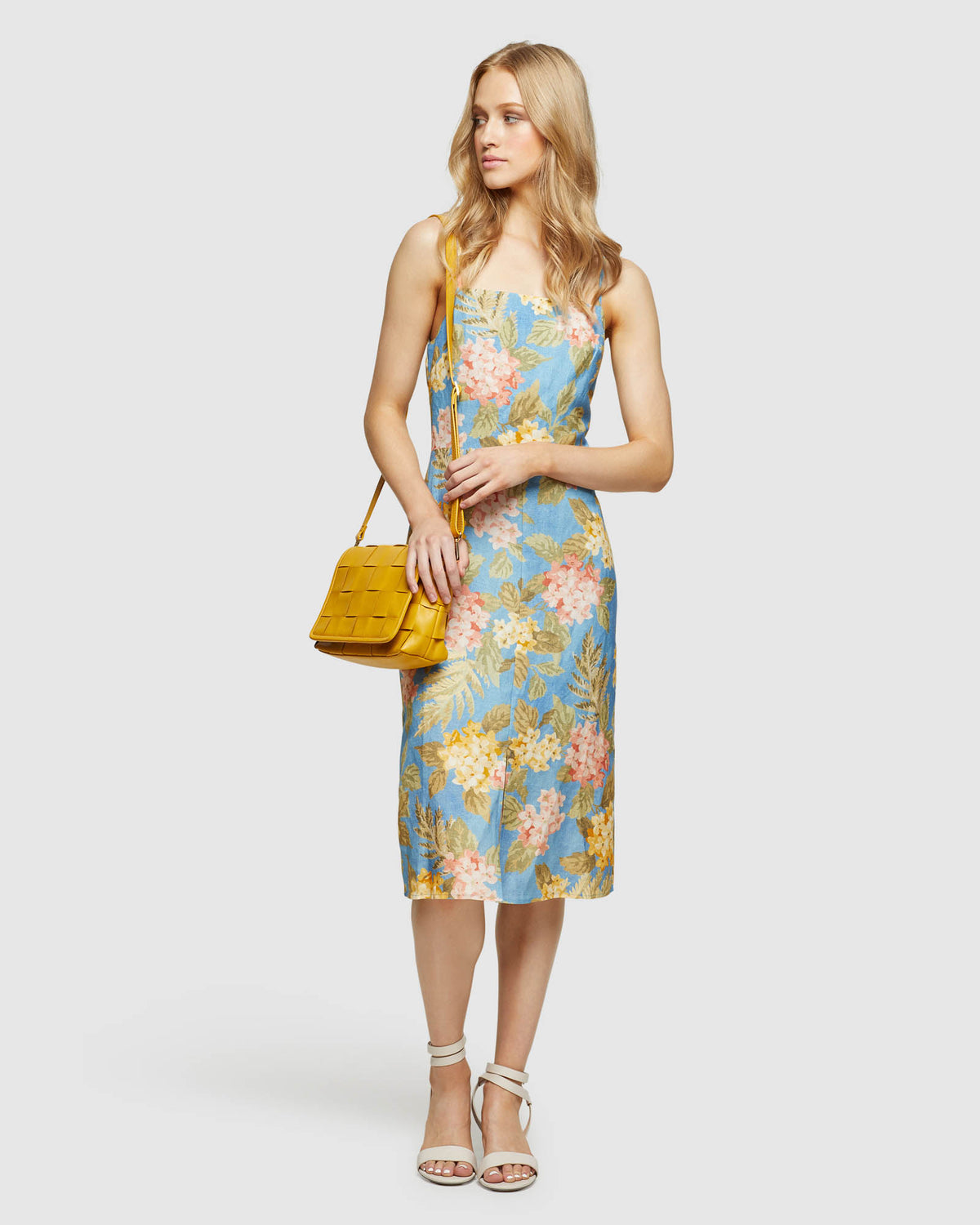 AMICA TROPICAL PRINT LINEN DRESS WOMENS DRESSES