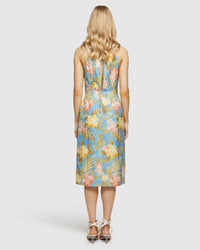 AMICA TROPICAL PRINT LINEN DRESS WOMENS DRESSES
