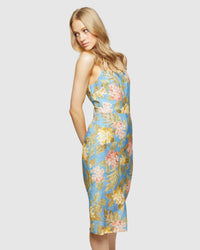 AMICA TROPICAL PRINT LINEN DRESS WOMENS DRESSES