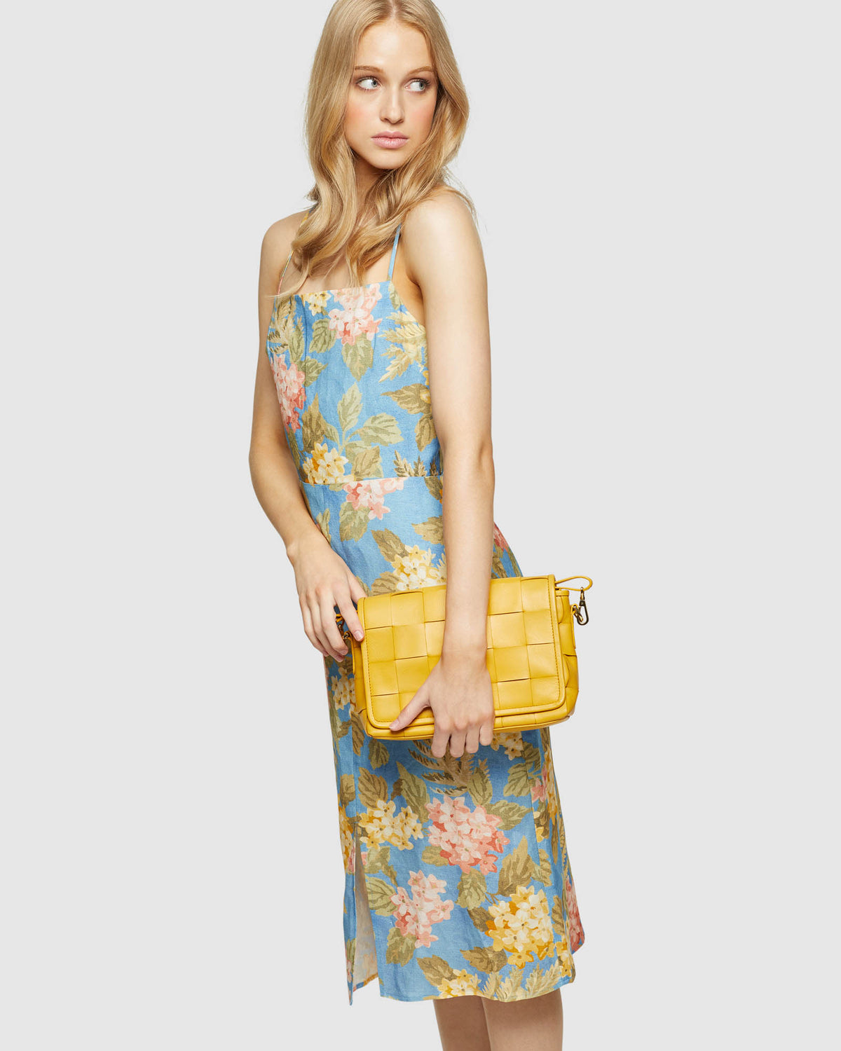 AMICA TROPICAL PRINT LINEN DRESS WOMENS DRESSES