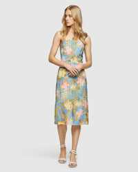 AMICA TROPICAL PRINT LINEN DRESS WOMENS DRESSES