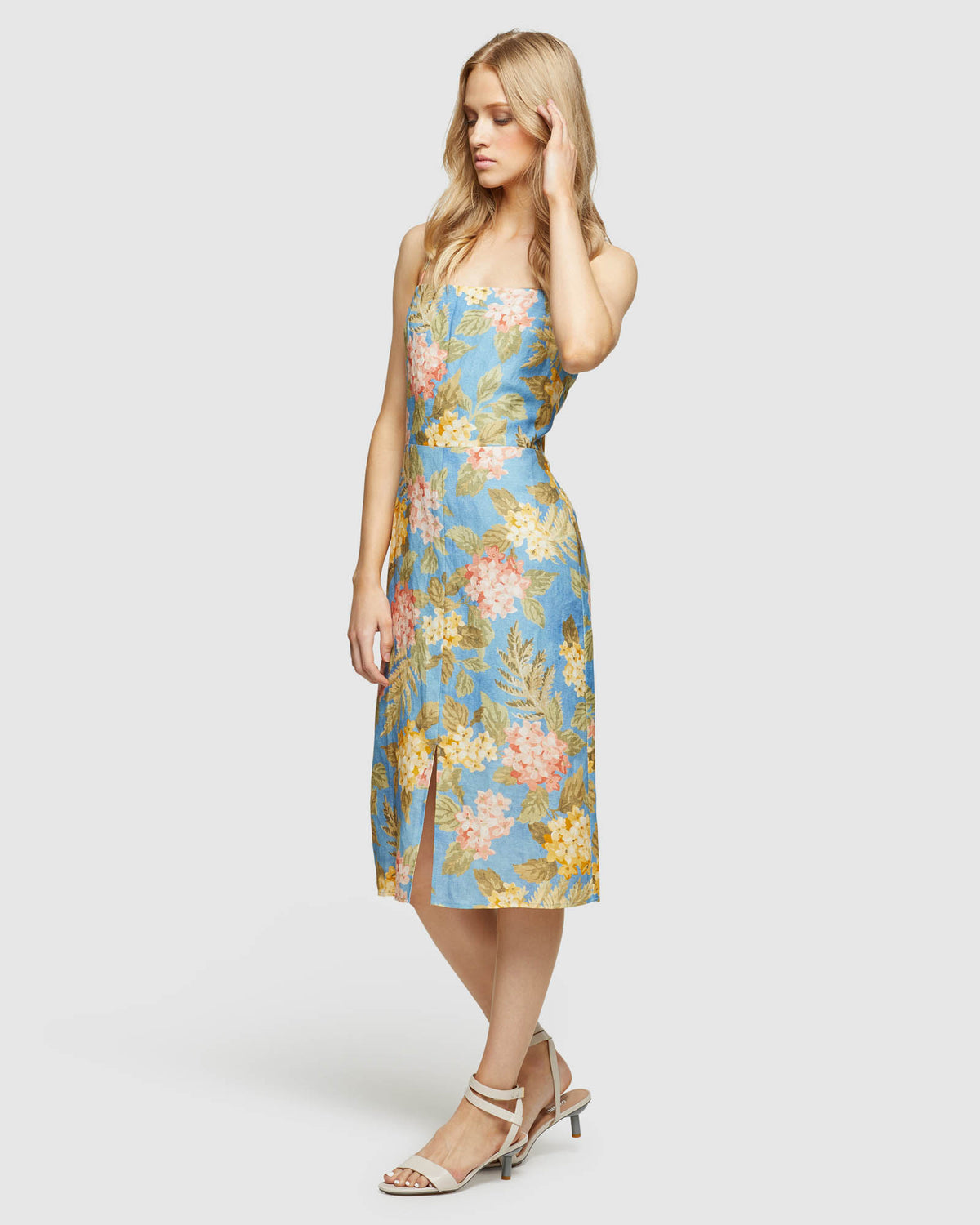 AMICA TROPICAL PRINT LINEN DRESS WOMENS DRESSES