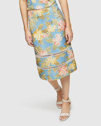 ROSE TROPICAL PRINT LINEN SKIRT WOMENS SKIRTS