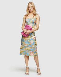 ROSE TROPICAL PRINT LINEN SKIRT WOMENS SKIRTS
