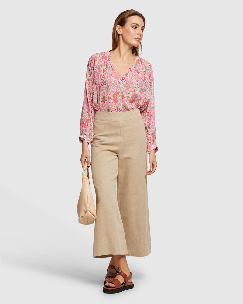 STEPHANIE FLORAL PRINT TUNIC TOP WOMENS TOPS