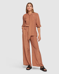 CHANTEL GEO PRINT WIDE LEG PANTS WOMENS PANTS