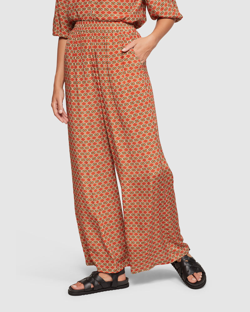 CHANTEL GEO PRINT WIDE LEG PANTS WOMENS PANTS