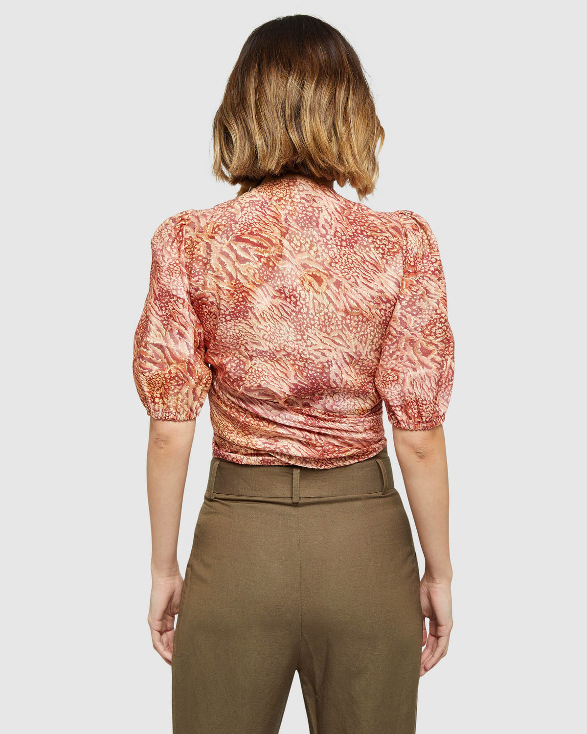 FITZGERALD PRINTED LINEN TOP TANGERINE