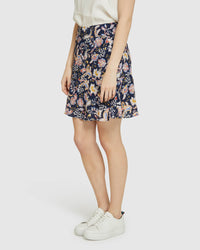 SABRINA FLORAL FLIP SKIRT BLUE