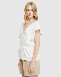 BIANKA LACE TRIM TOP IVORY