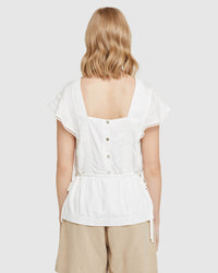 BIANKA LACE TRIM TOP IVORY