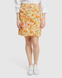 TITO RETRO FLORAL SKIRT PINK/GREEN MULTI