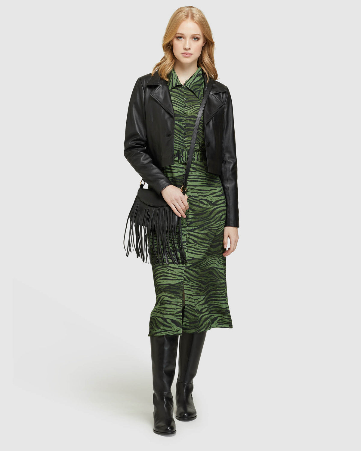 KIRA ANIMAL PRINT DRESS GREEN