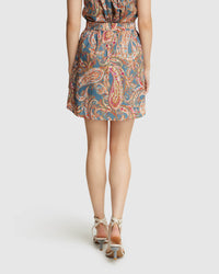 BARRON COTTON PAISLEY MIDI SKIRT BLUE MULTI