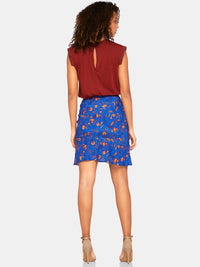 RENEE FLORAL PRINT SKIRT BLUE