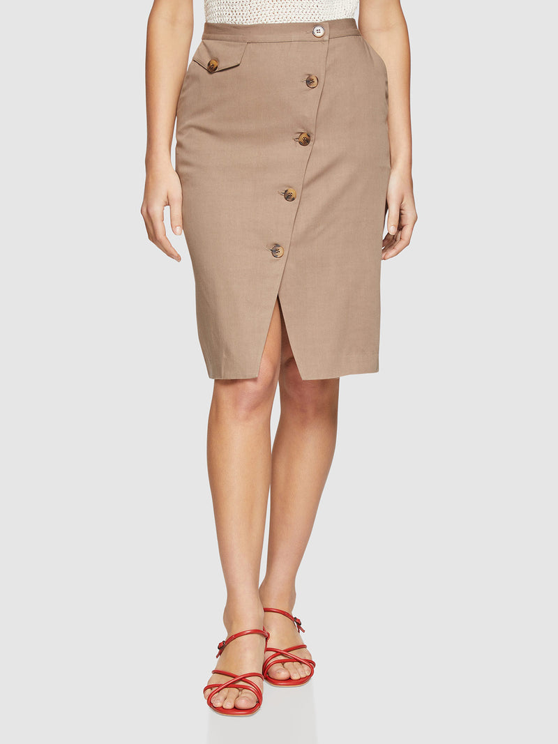 KELSEY BUTTON UP SKIRT KHAKI