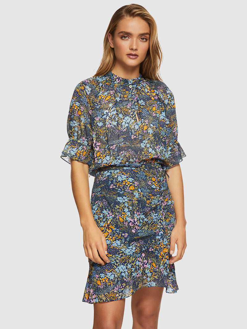 RENEE FLORAL SKIRT NAVY MULTI