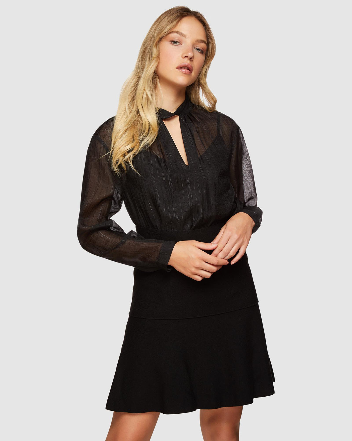 HOLLY METALLIC STRIPE TOP BLACK