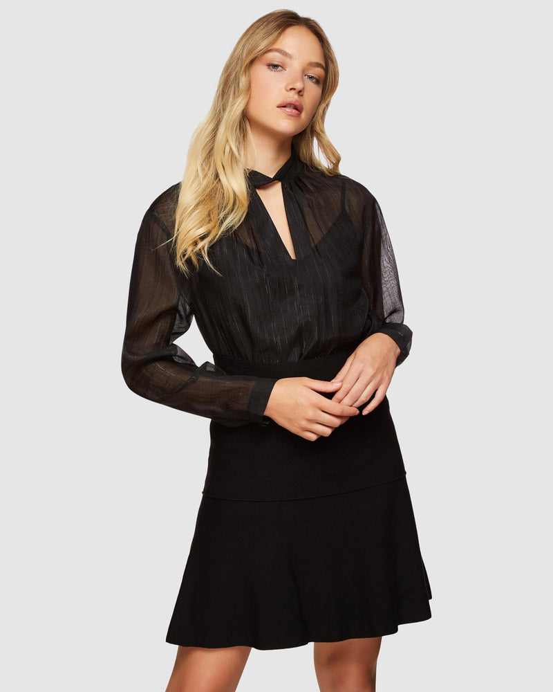 HOLLY METALLIC STRIPE TOP BLACK