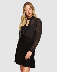 HOLLY METALLIC STRIPE TOP BLACK