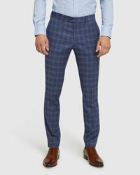 AUDEN ECO CHECKED SUIT TROUSERS BLUE CHECK