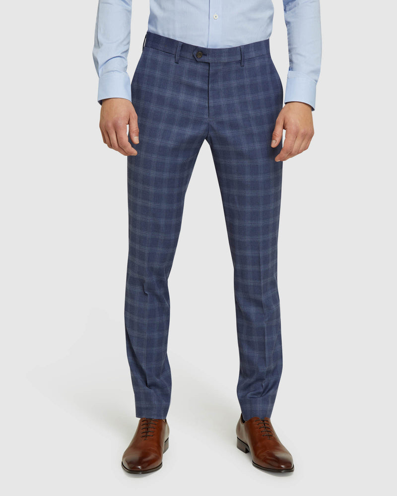 AUDEN ECO CHECKED SUIT TROUSERS BLUE CHECK