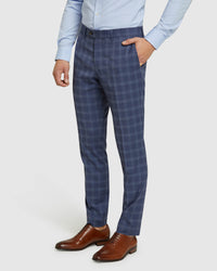 AUDEN ECO CHECKED SUIT TROUSERS BLUE CHECK
