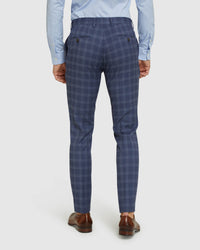 AUDEN ECO CHECKED SUIT TROUSERS BLUE CHECK