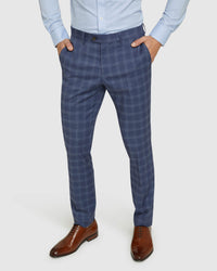 AUDEN ECO CHECKED SUIT TROUSERS BLUE CHECK