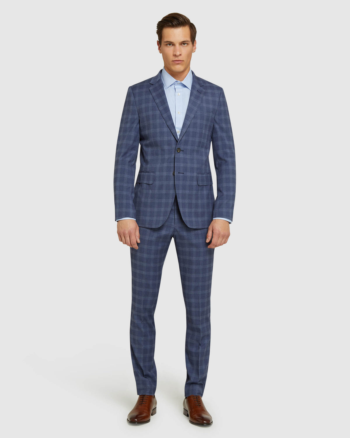 AUDEN ECO CHECKED SUIT TROUSERS BLUE CHECK
