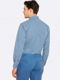 KENTON REGULAR FIT SHIRT BLU/GRN