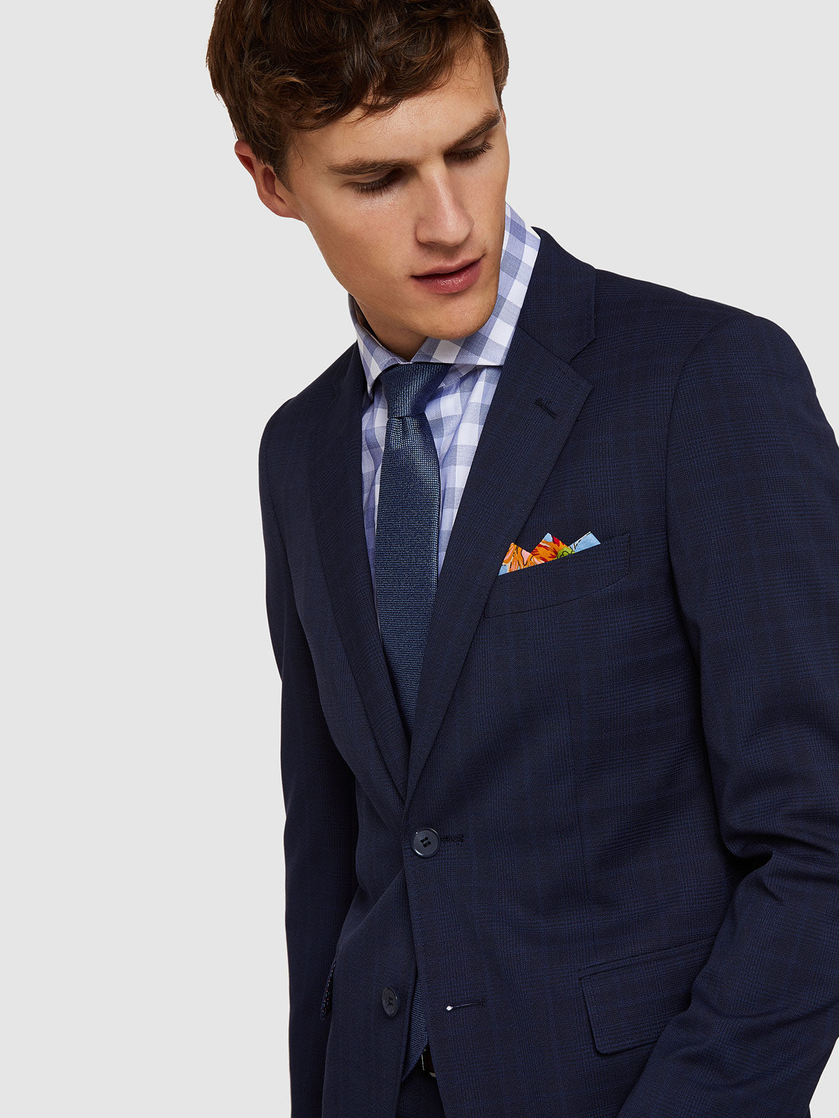 AUDEN ECO CHECKED SUIT JACKET NAVY