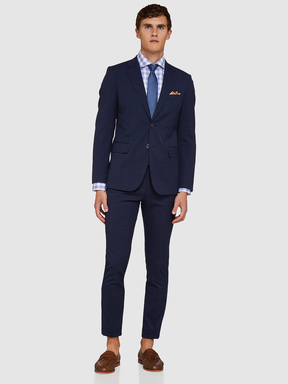 AUDEN ECO CHECKED SUIT JACKET NAVY