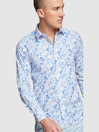 KENTON FLORAL PRINTED SHIRT WHITE/BLUE