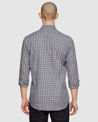 STRATTON CHECKED REGULAR FIT SHIRT GREY/NAVY